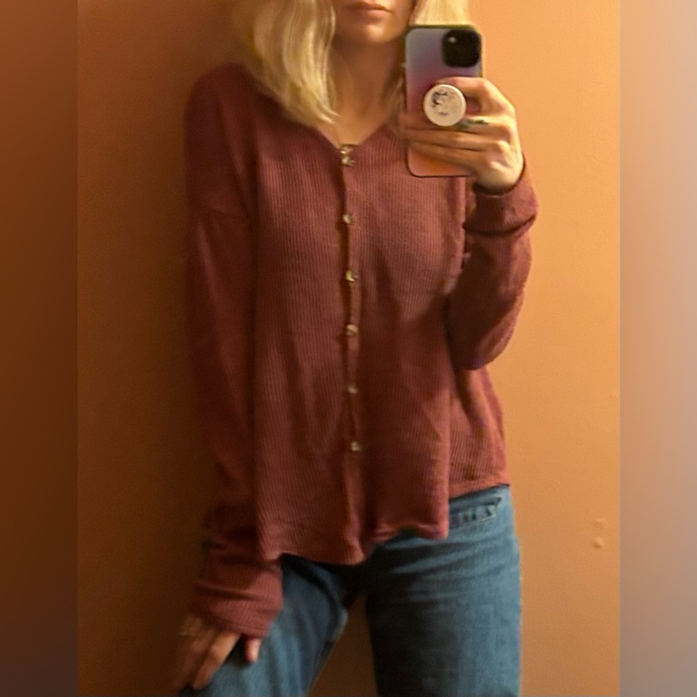 MUDD Oversized Burgundy Button Down